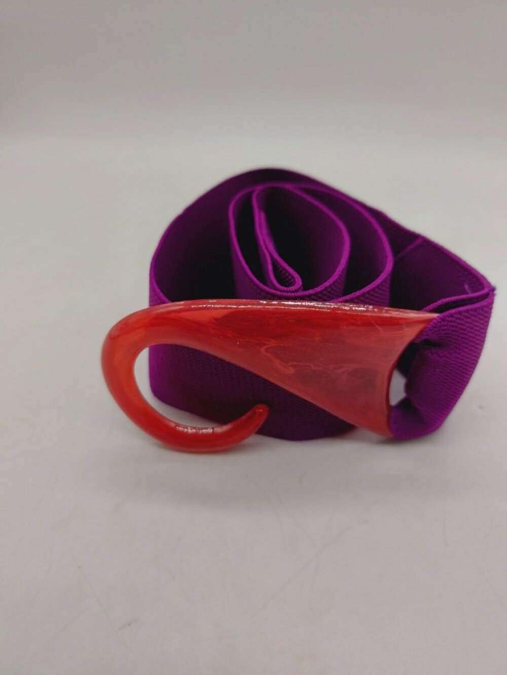 Vintage Womens Purple Elastic Belt Pink Plastic Buckle - Picture 3 of 8